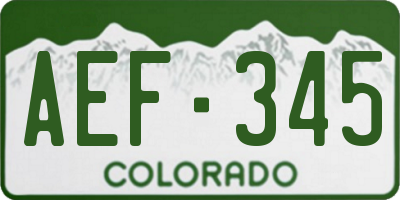 CO license plate AEF345