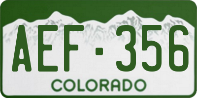 CO license plate AEF356