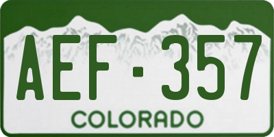 CO license plate AEF357