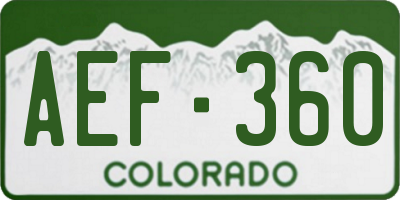 CO license plate AEF360