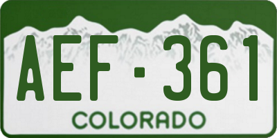 CO license plate AEF361