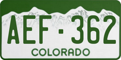 CO license plate AEF362