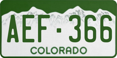 CO license plate AEF366