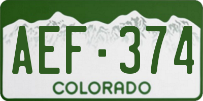 CO license plate AEF374