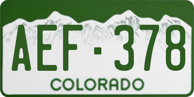 CO license plate AEF378