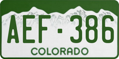 CO license plate AEF386