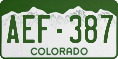CO license plate AEF387
