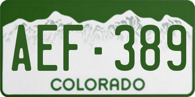 CO license plate AEF389