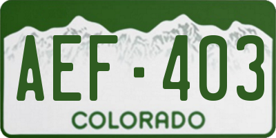 CO license plate AEF403