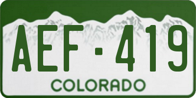CO license plate AEF419