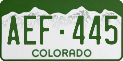 CO license plate AEF445