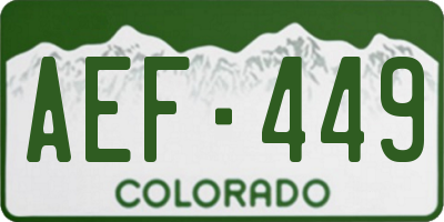 CO license plate AEF449