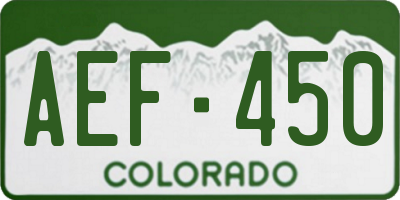 CO license plate AEF450