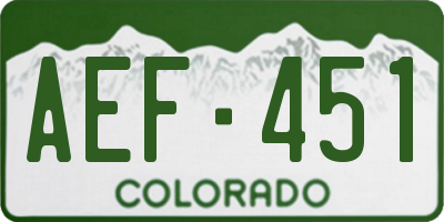 CO license plate AEF451