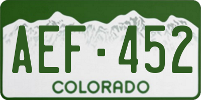 CO license plate AEF452