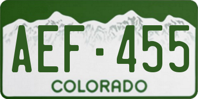 CO license plate AEF455