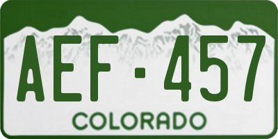 CO license plate AEF457