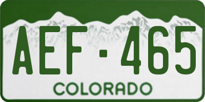 CO license plate AEF465