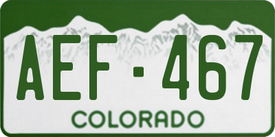CO license plate AEF467