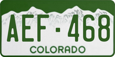 CO license plate AEF468
