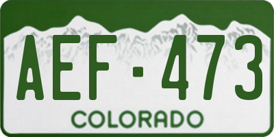 CO license plate AEF473