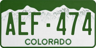 CO license plate AEF474