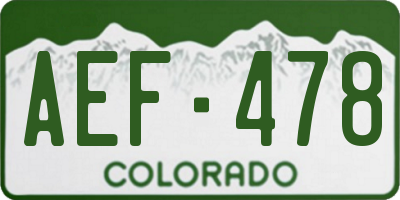 CO license plate AEF478