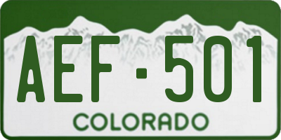 CO license plate AEF501