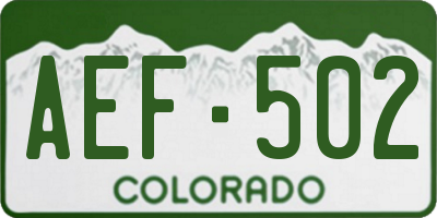 CO license plate AEF502