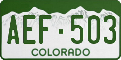 CO license plate AEF503