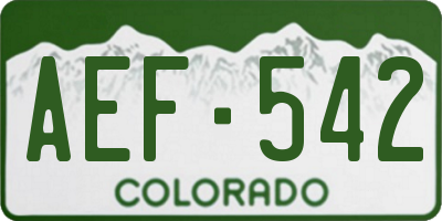 CO license plate AEF542