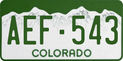 CO license plate AEF543