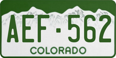 CO license plate AEF562