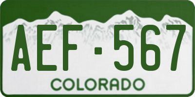 CO license plate AEF567