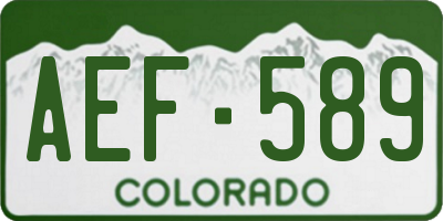 CO license plate AEF589