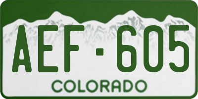 CO license plate AEF605