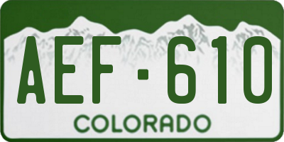 CO license plate AEF610
