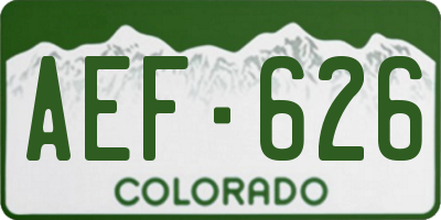 CO license plate AEF626