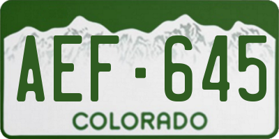 CO license plate AEF645