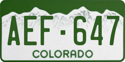 CO license plate AEF647