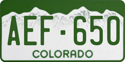 CO license plate AEF650