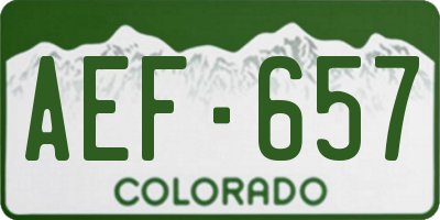 CO license plate AEF657