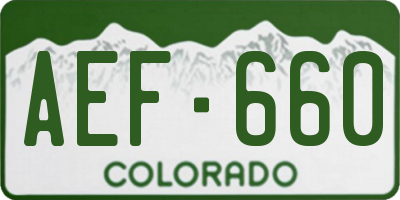 CO license plate AEF660