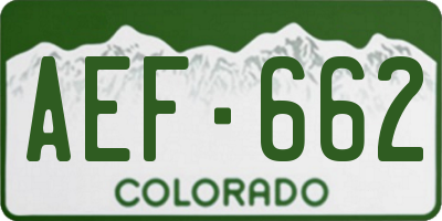 CO license plate AEF662