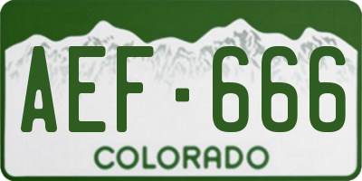 CO license plate AEF666