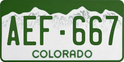 CO license plate AEF667