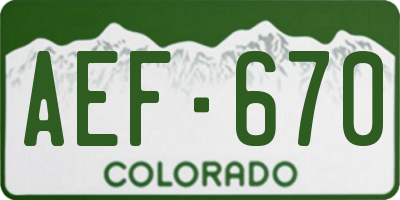 CO license plate AEF670