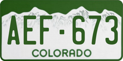 CO license plate AEF673