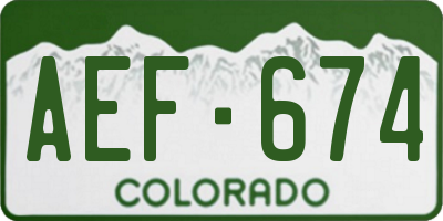CO license plate AEF674