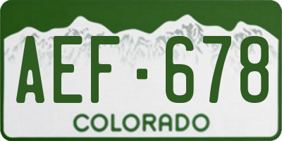 CO license plate AEF678